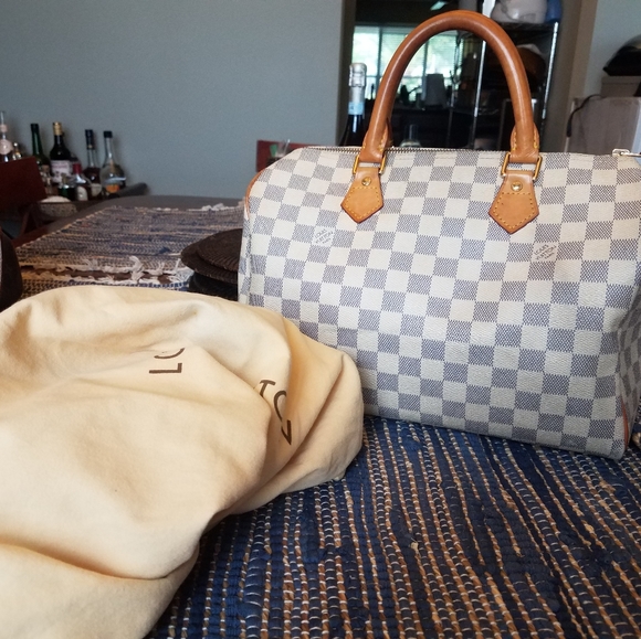 SOLD@! Louis Vuitton Damier Azur Speedy 30 2019 - Picture 4 of 9
